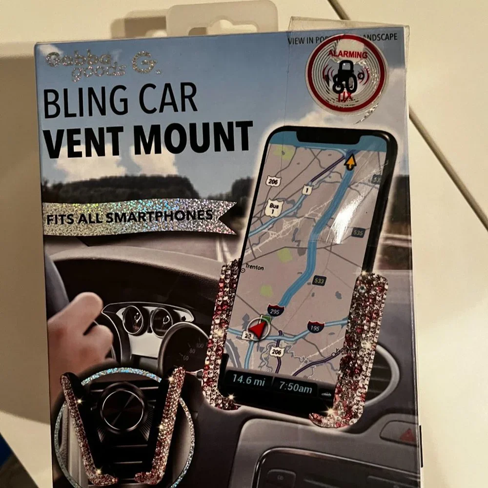 Pink and White Crystal Bling Car Vent Phone‎ Mount (new) (w/a/x)